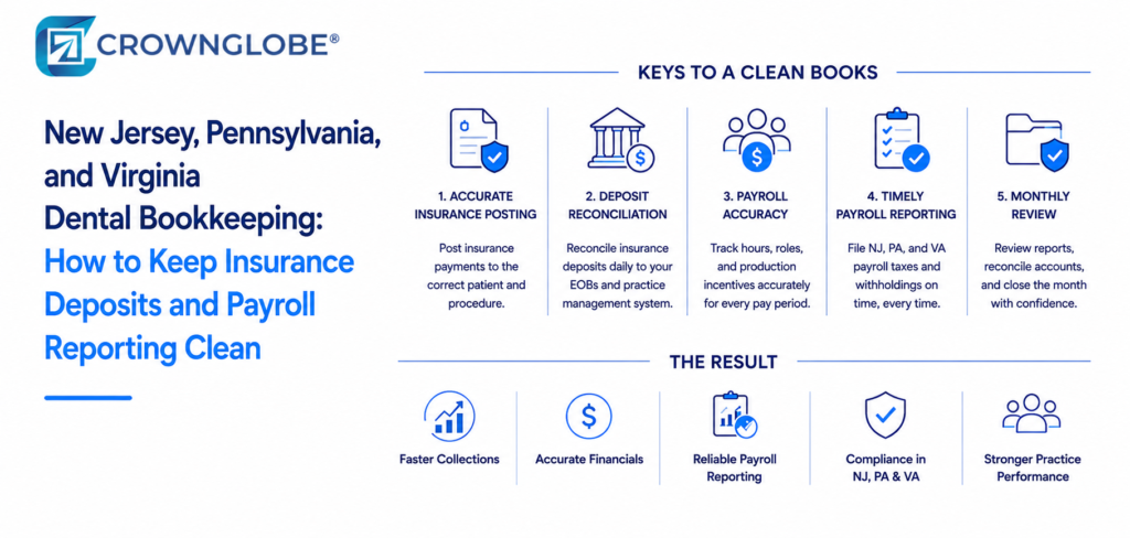 New Jersey, Pennsylvania, and Virginia Dental Bookkeeping: How to Keep Insurance Deposits and Payroll Reporting Clean