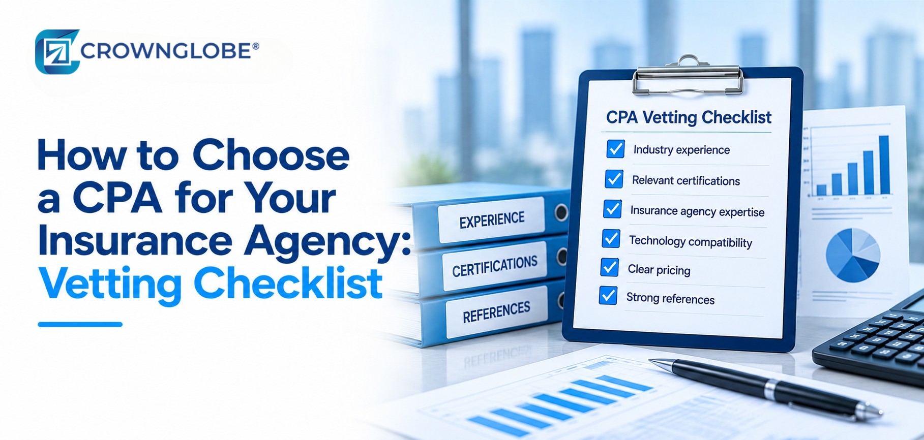Insurance agency owner comparing CPA and accounting firm candidates using a provider vetting checklist
