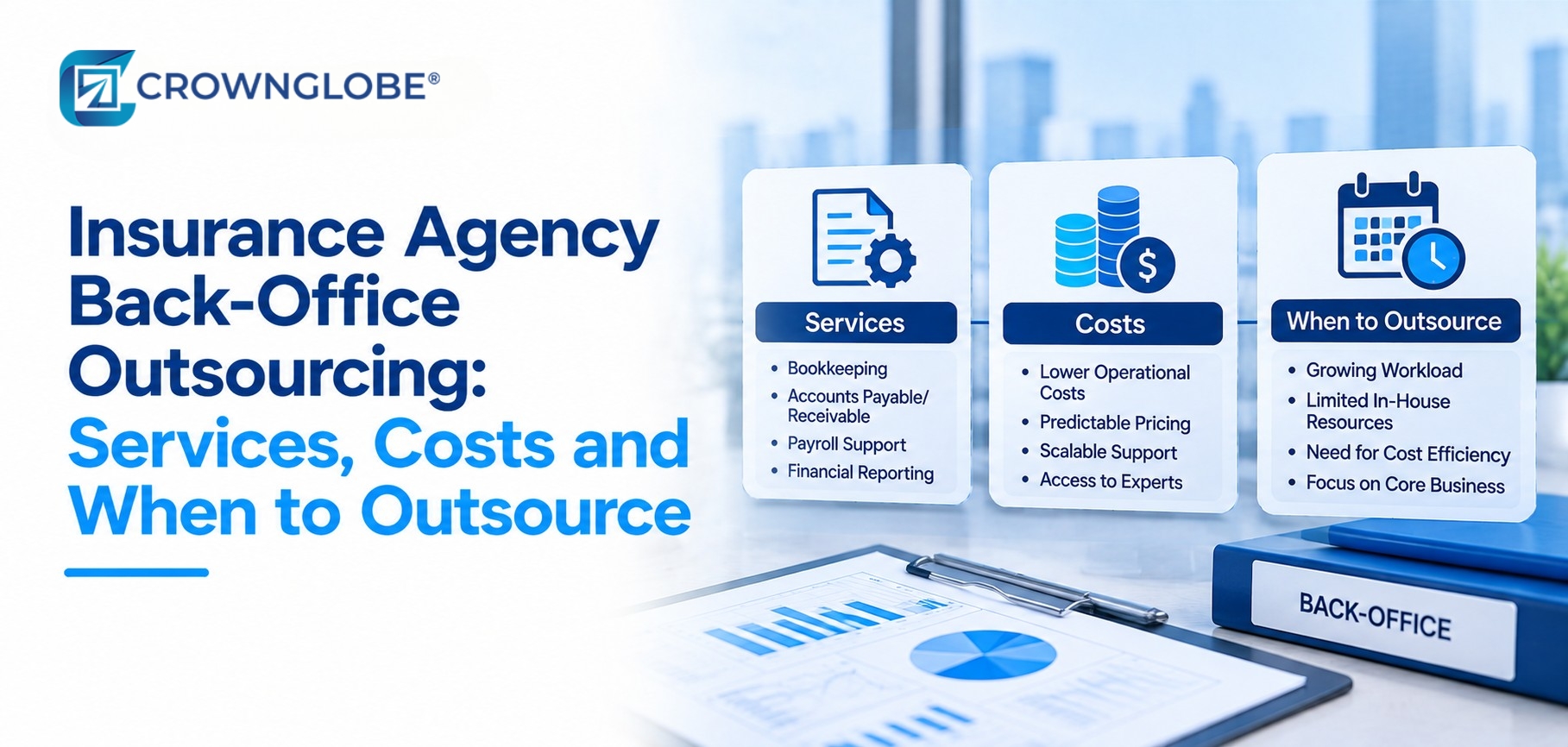Insurance agency operations team reviewing back office outsourcing scope, controls, and provider responsibilities
